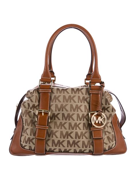 michael kors monogram satchel bag|monogram print shoulder bag.